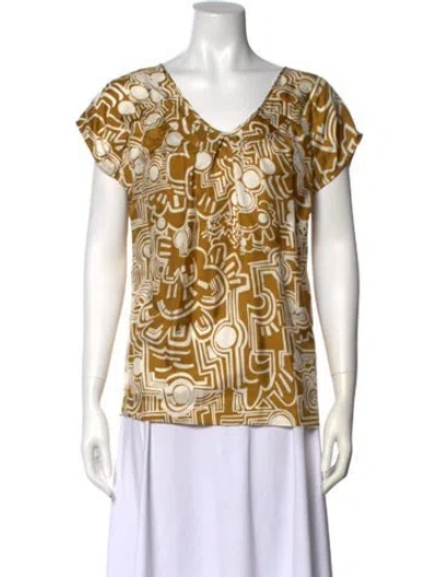 Pre-owned See By Chloé Silk Printed T-shirt In Yellow