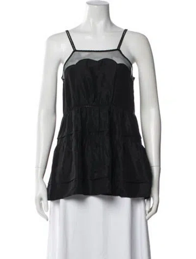 Pre-owned See By Chloé Silk Square Neckline Top In Black