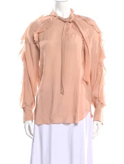 Pre-owned See By Chloé Silk Tie Neck Blouse In Pink