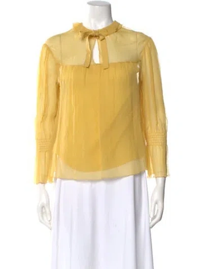 Pre-owned See By Chloé Silk Tie Neck Blouse In Yellow