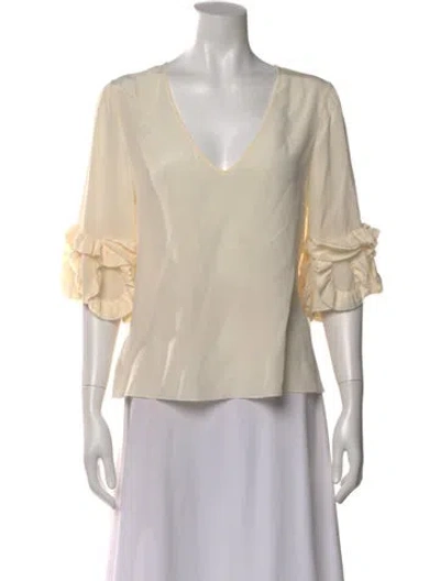 Pre-owned See By Chloé Silk V-neck Blouse In Neutral