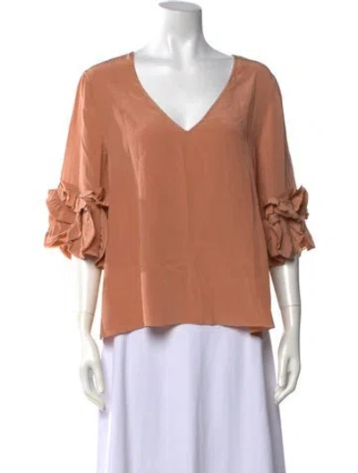 Pre-owned See By Chloé Silk V-neck Blouse In Neutrals