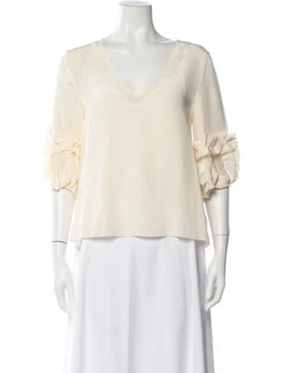 Pre-owned See By Chloé Silk V-neck Blouse In Neutrals