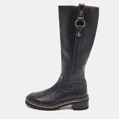 Pre-owned See By Chloé Size 37.5 Black Leather Knee Length Boots