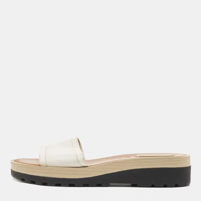 Pre-owned See By Chloé Size 38 White Leather Slide Sandals