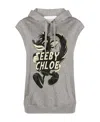 See By Chloé Sleeveless Drawstring-hoodie In Gray