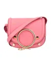 SEE BY CHLOÉ SMALL GRAIN MARA CROSSBODY HANDBAG IN PINK