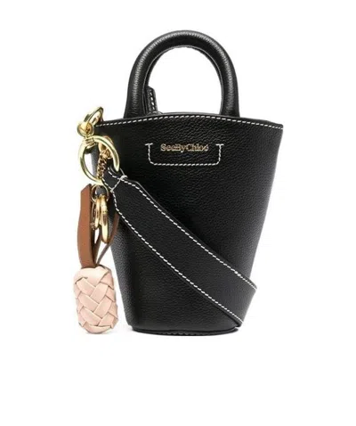 See By Chloé Small Leather Bucket Bag In Black