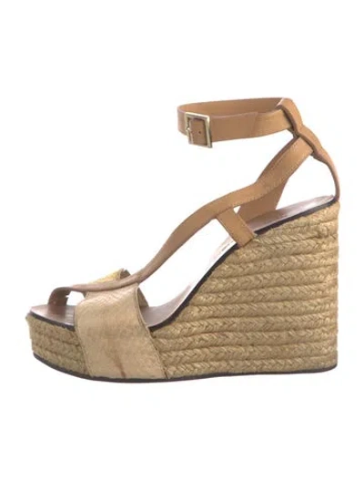Pre-owned See By Chloé Snakeskin Colorblock Pattern Espadrilles In Neutral
