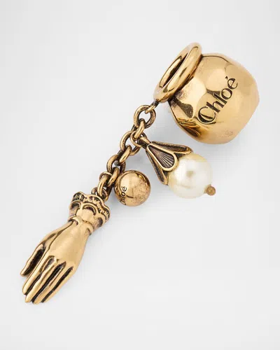 See By Chloé Sphere Hand And Pearly Dice Charm In Gold