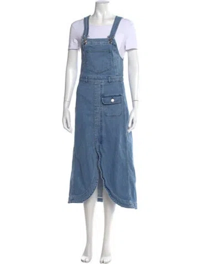 Pre-owned See By Chloé Square Neckline Long Dress In Blue