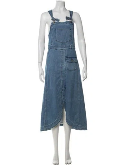 Pre-owned See By Chloé Square Neckline Long Dress In Blue