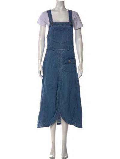 Pre-owned See By Chloé Square Neckline Long Dress In Blue