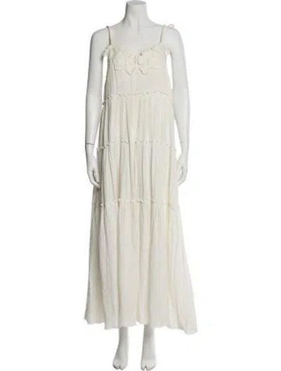 Pre-owned See By Chloé Square Neckline Long Dress In White