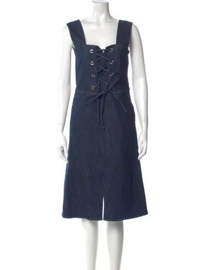 Pre-owned See By Chloé Square Neckline Midi Length Dress In Blue