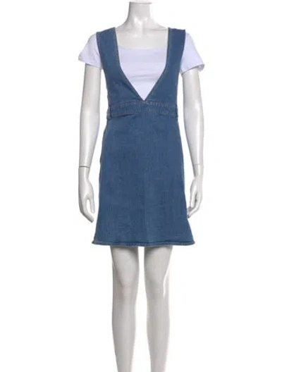 Pre-owned See By Chloé Square Neckline Mini Dress In Blue