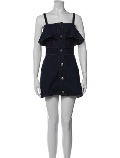 Pre-owned See By Chloé Square Neckline Mini Dress In Blue