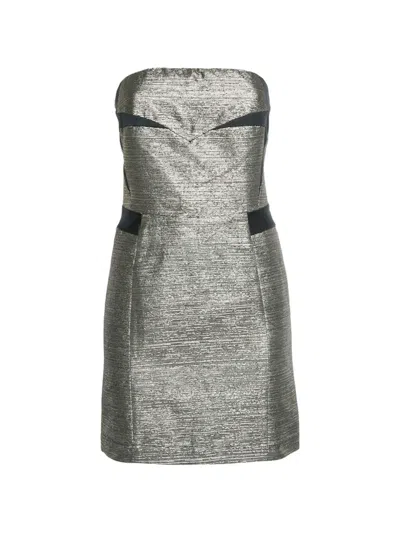 Pre-owned See By Chloé Strapless Metallic-satin Mini Dress In Gold