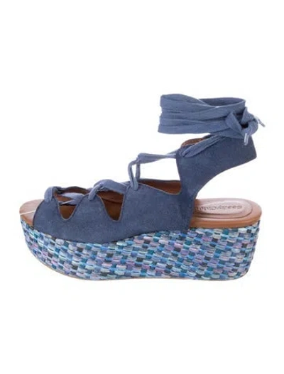 Pre-owned See By Chloé Straw Patterned Slingback Pumps In Blue