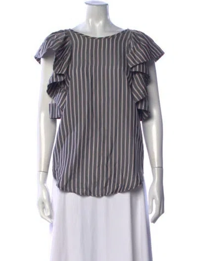 Pre-owned See By Chloé Striped Bateau Neckline Blouse In Grey