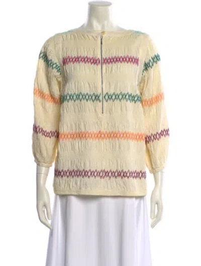 Pre-owned See By Chloé Striped Bateau Neckline Blouse In Neutral