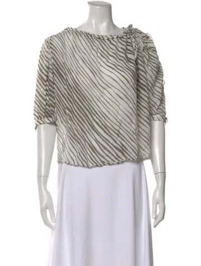 Pre-owned See By Chloé Striped Bateau Neckline Crop Top In White