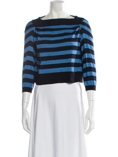 Pre-owned See By Chloé Striped Bateau Neckline Sweater In Blue