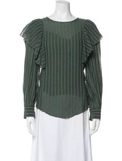 Pre-owned See By Chloé Striped Crew Neck Blouse In Green