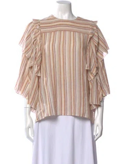 Pre-owned See By Chloé Striped Crew Neck Blouse In Orange