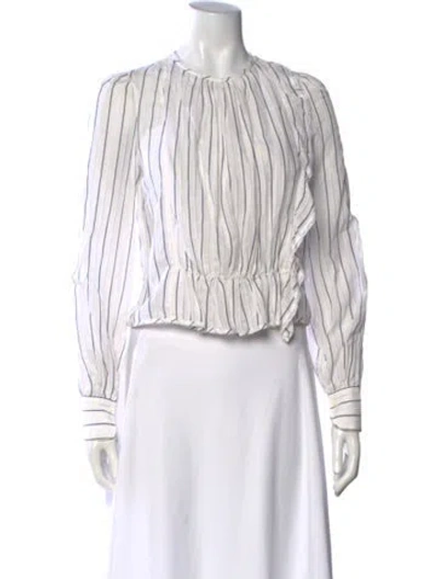 Pre-owned See By Chloé Striped Crew Neck Blouse In White