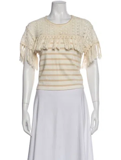 Pre-owned See By Chloé Striped Crew Neck Top In Neutral