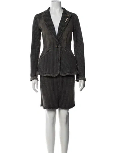 Pre-owned See By Chloé Striped Crystal Embellishments Skirt Set In Black