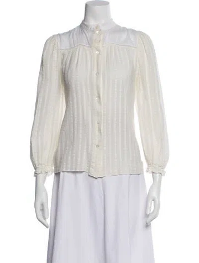 Pre-owned See By Chloé Striped Long Sleeve Blouse In Neutral