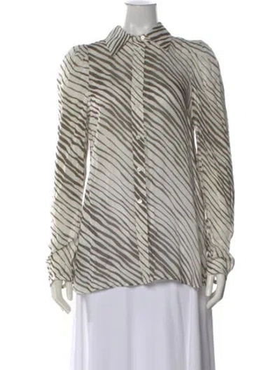 Pre-owned See By Chloé Striped Long Sleeve Blouse In White