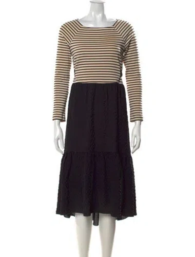 Pre-owned See By Chloé Striped Midi Length Dress In Black