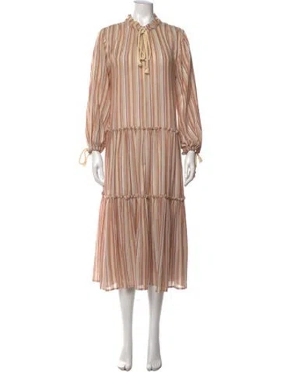Pre-owned See By Chloé Striped Midi Length Dress In Neutrals