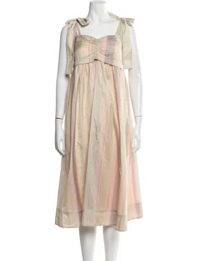 Pre-owned See By Chloé Striped Midi Length Dress In Neutrals