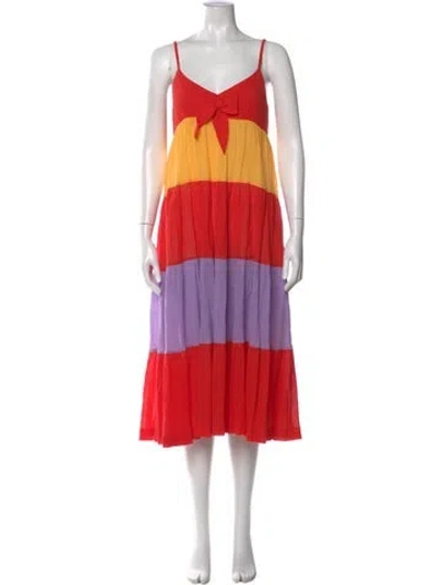 Pre-owned See By Chloé Striped Midi Length Dress In Red