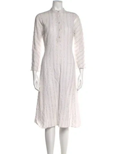 Pre-owned See By Chloé Striped Midi Length Dress In White