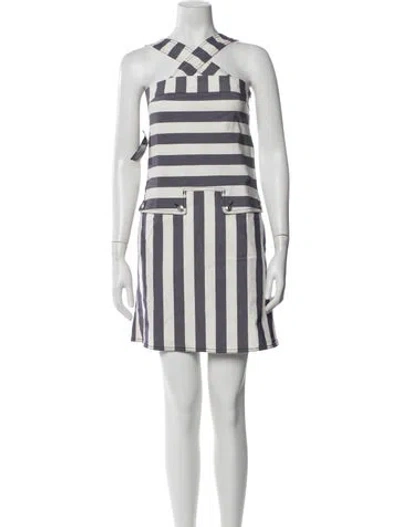 Pre-owned See By Chloé Striped Mini Dress W/ Tags In White