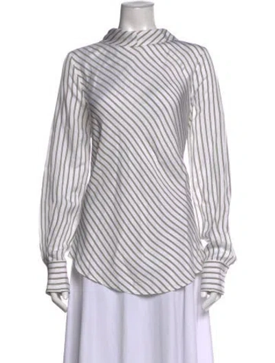 Pre-owned See By Chloé Striped Mock Neck Blouse In Neutrals