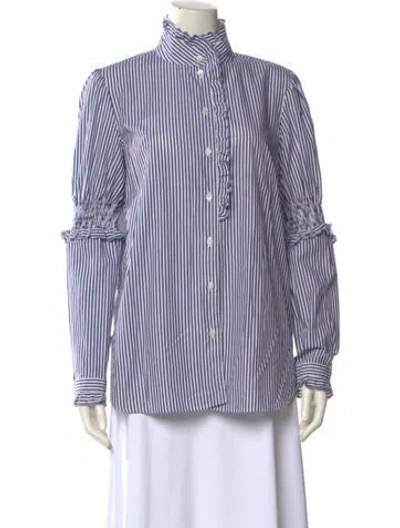 Pre-owned See By Chloé Striped Mock Neck Button-up Top In Multi