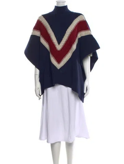 Pre-owned See By Chloé Striped Mock Neck Sweater In Blue