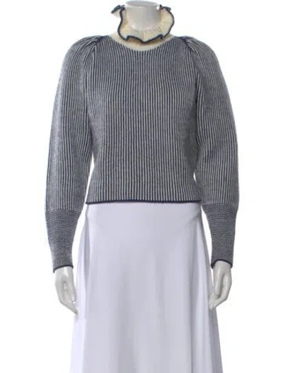 Pre-owned See By Chloé Striped Mock Neck Sweater In Blue