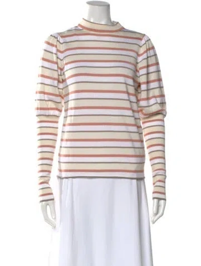 Pre-owned See By Chloé Striped Mock Neck Sweater In White