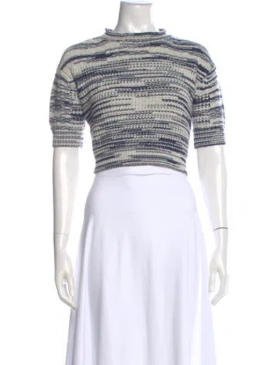Pre-owned See By Chloé Striped Mock Neck Sweater In White