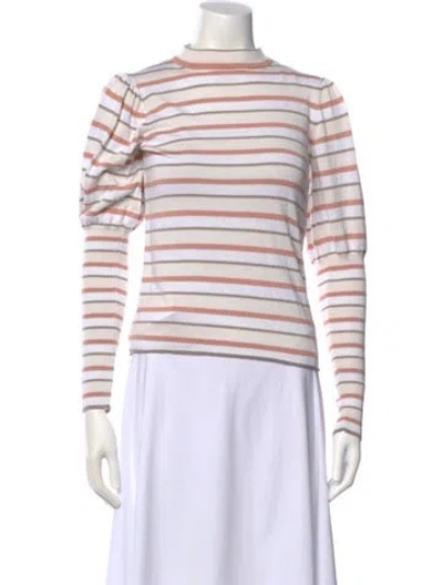 Pre-owned See By Chloé Striped Mock Neck Top In Neutral
