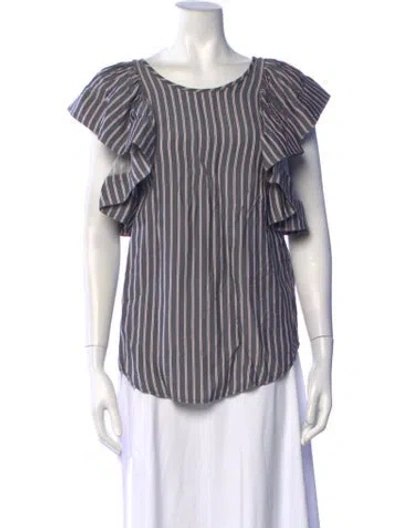 Pre-owned See By Chloé Striped Scoop Neck Blouse In Grey
