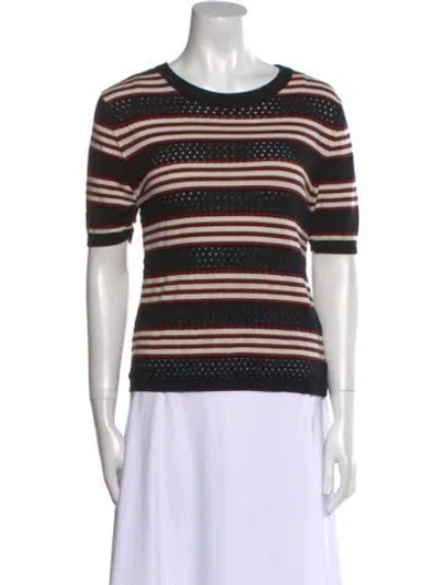 Pre-owned See By Chloé Striped Scoop Neck T-shirt In Black