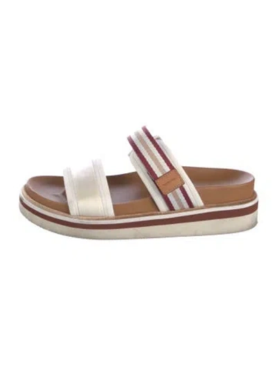 Pre-owned See By Chloé Striped Slides In Neutral